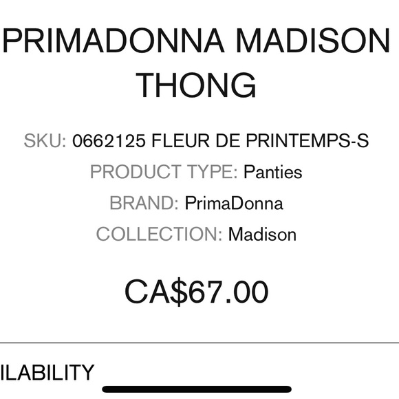 NEW PRIMADONNA MADISON THONG panty Eu 38 UK S - Picture 7 of 7
